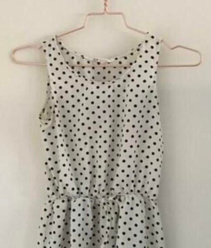 jurkje wit met bollen H&M 11-12 j 146 152, Gebruikt, Meisje, H&M, Ophalen of Verzenden