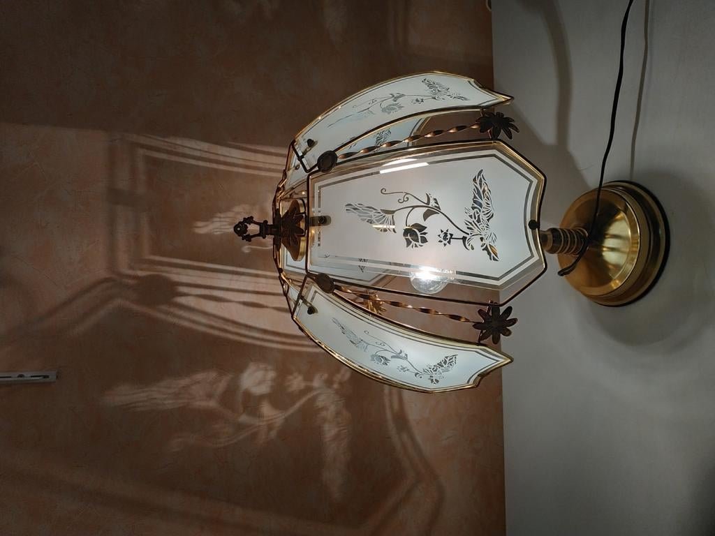 Schemerlamp - lampedaire 55cm hoog , zeer mooi als het brand, Ophalen, Glas