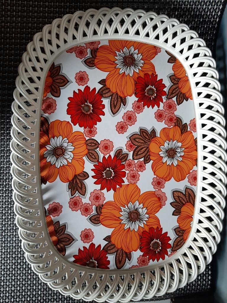 Vintage dienblad met bloemen, Ophalen of Verzenden, Zo goed als nieuw