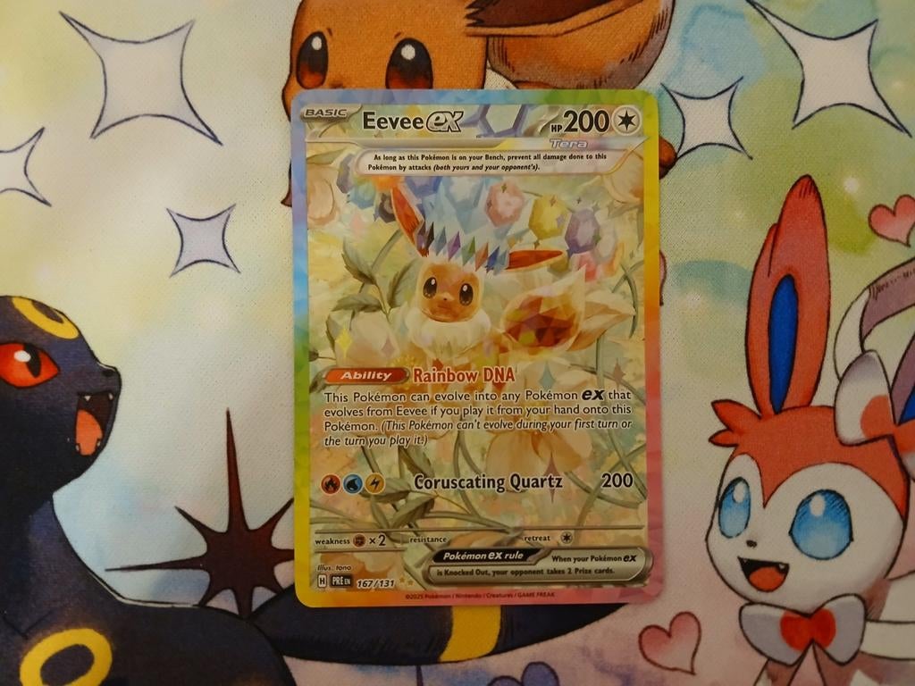 Eevee ex prismatic evolutions, Ophalen, Zo goed als nieuw, Losse kaart, Foil
