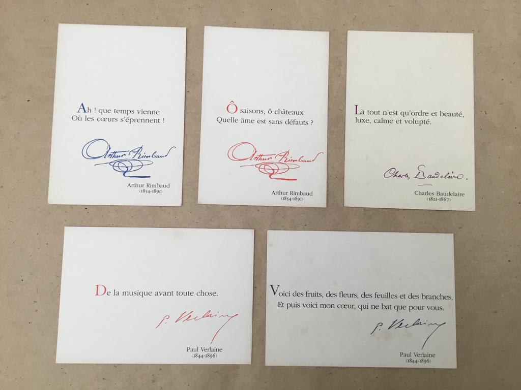 Cinq cartes postales paroles de célèbres poètes français, Enlèvement ou Envoi