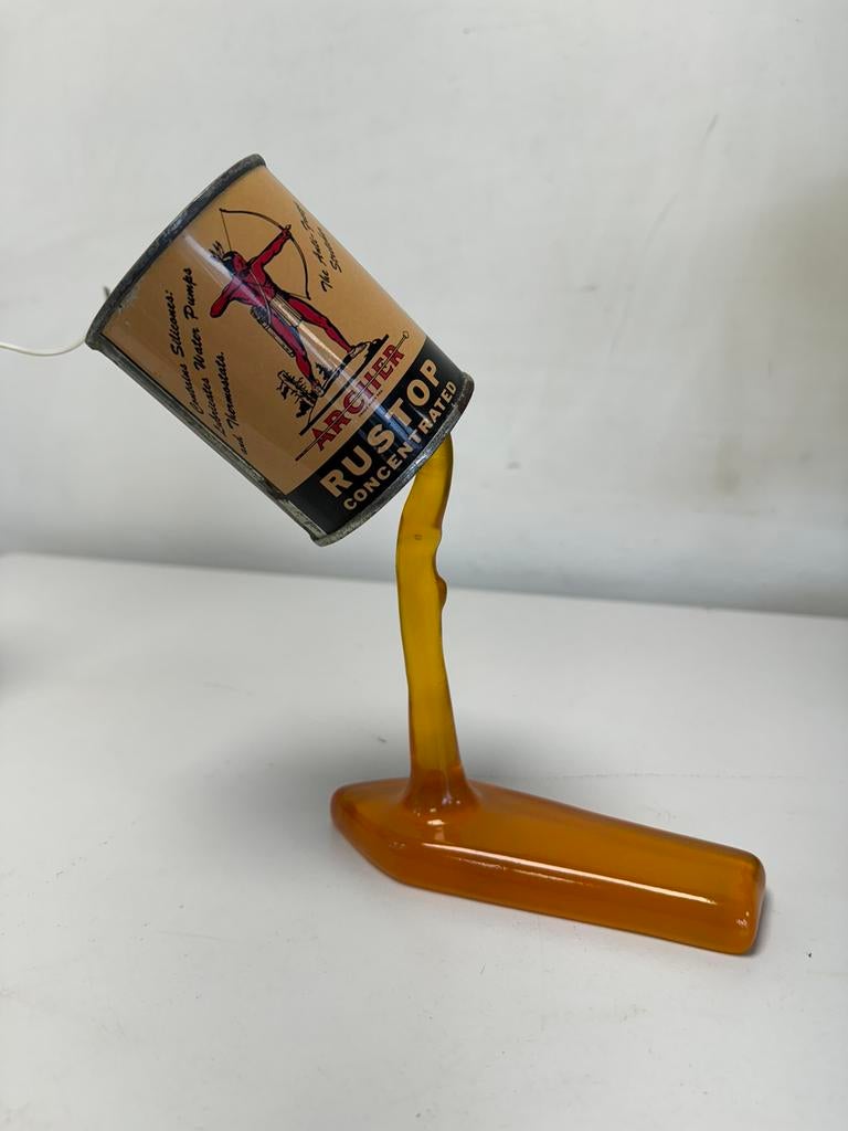 Archer olie blik met display houder, Ophalen of Verzenden, Gebruikt, Reclamebord
