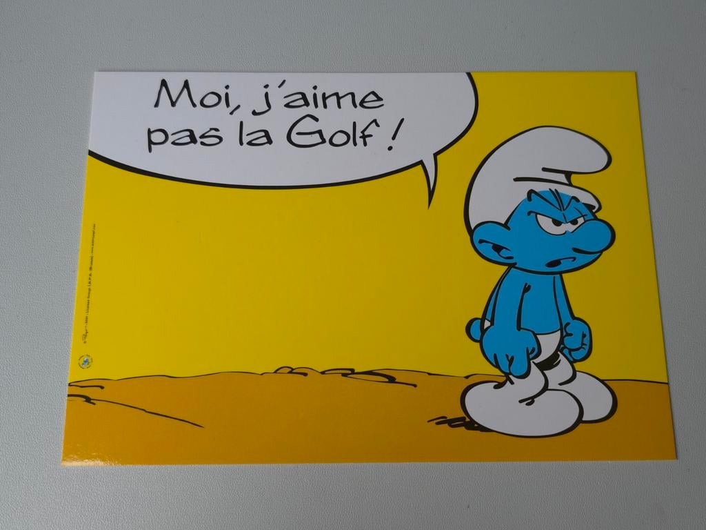 Carte postale Schtroumpf Grognon Golf Volkswagen, Verzamelen, Smurfen, Nieuw, Overige typen, Moppersmurf, Verzenden