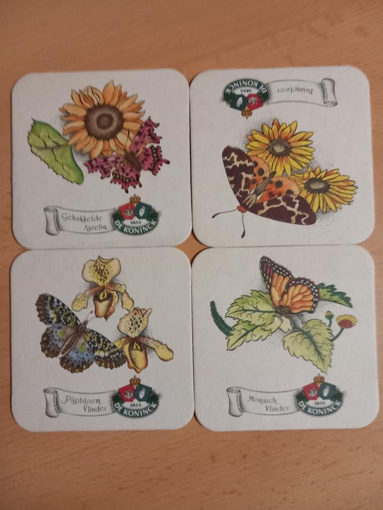 Bierviltjes De Koninck Vlinders, Verzamelen, Ophalen of Verzenden, Zo goed als nieuw, De Koninck