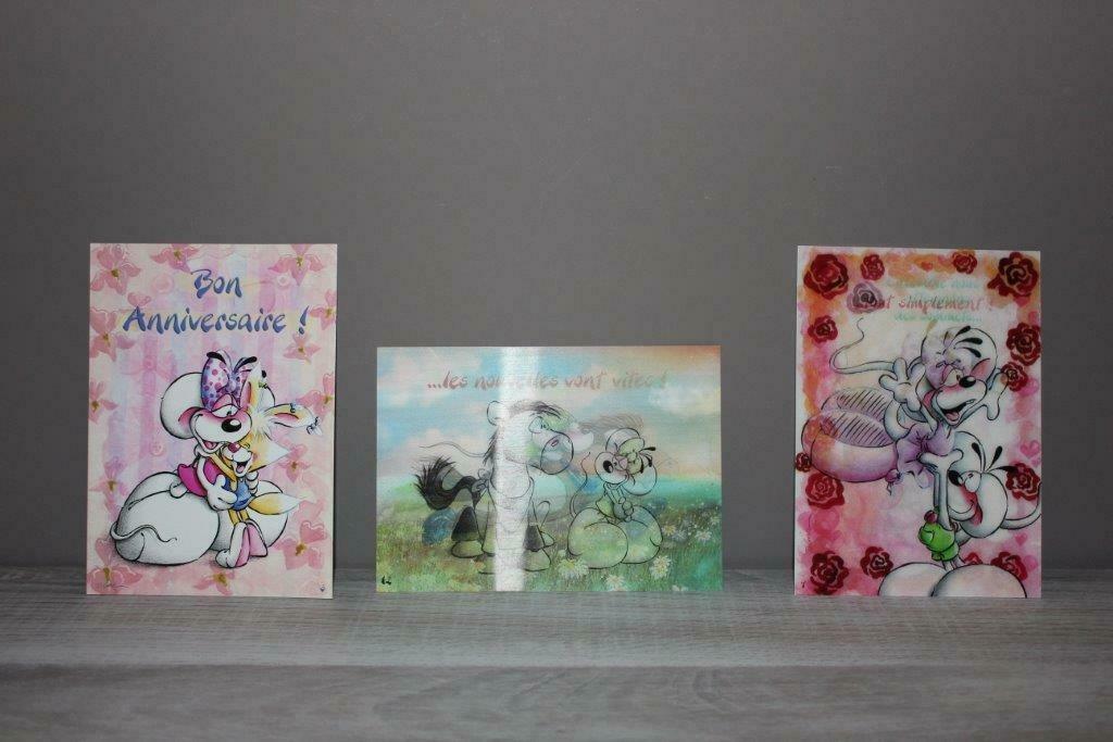 3 cartes postales Diddle dont 2 en 3D, Verzamelen, Ophalen of Verzenden, Overige thema's