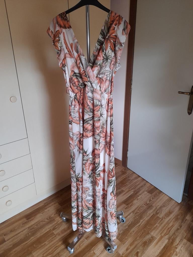 Lange Jurk met zachte kleuren., Kleding | Dames, New Collection Ytalie, Maat 42/44 (L), Oranje, Ophalen of Verzenden