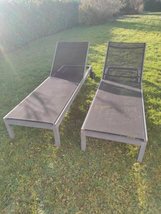 2 Chaises longues en textilene et alu, Jardin & Terrasse, Utilisé, Réglable