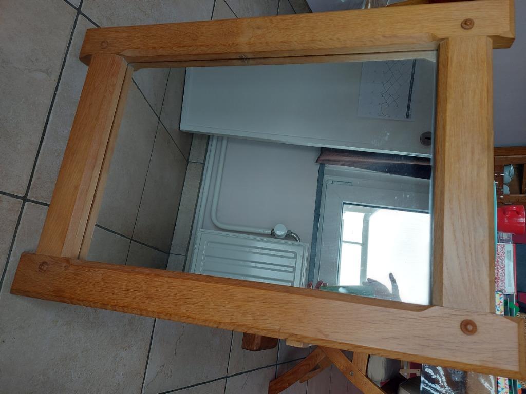 Miroir en chêne clair massif (55 sur 80 cm), Moins de 100 cm, Comme neuf, Enlèvement, 50 à 75 cm