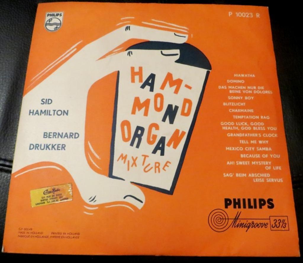 10 " VINYL - Sid Hamilton / B. Drukker ‎– Hammond Organ Mix., Utilisé, 1940 à 1960, 10 pouces, Jazz