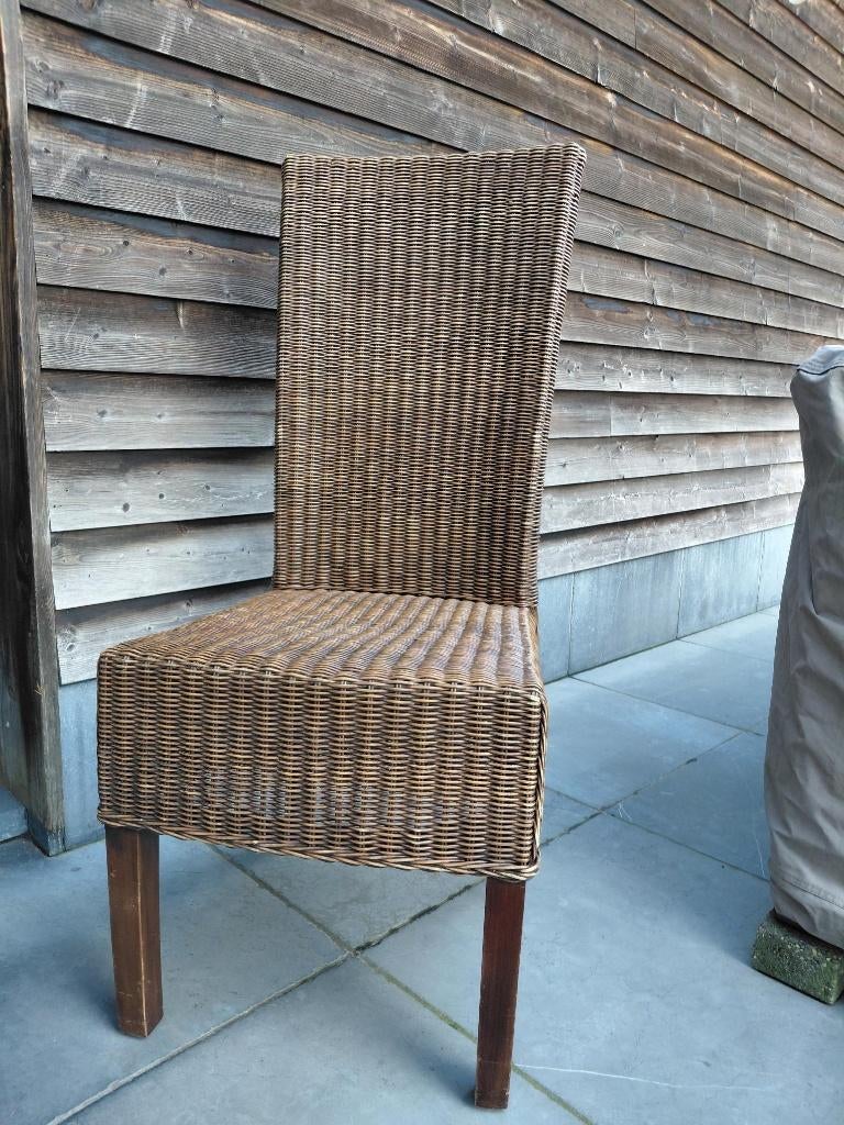 bruine rieten stoelen, Huis en Inrichting, Stoelen, Ophalen, Gebruikt, Bruin, Riet of Rotan
