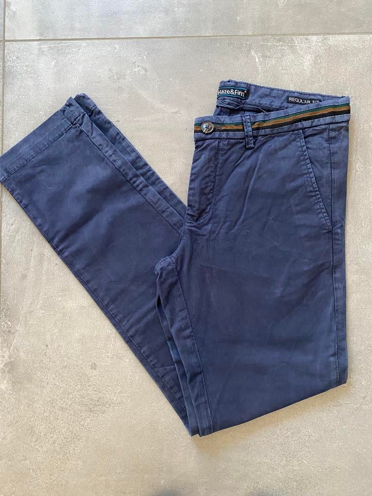 Haze& Finn - Blauwe chino broek. Maat 32, Ophalen of Verzenden, Zo goed als nieuw, Haze & Finn, Maat 48/50 (M)