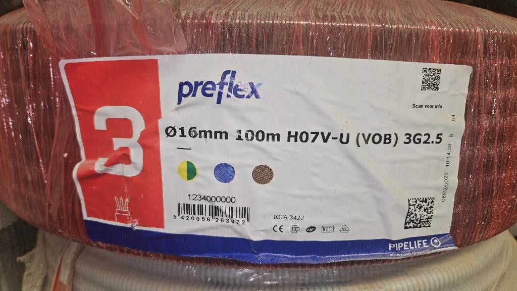 Préflex , Draflex 3 x 2,5 mm, Bricolage & Construction, Électricité & Câbles, Neuf, Câble ou Fil électrique, Enlèvement