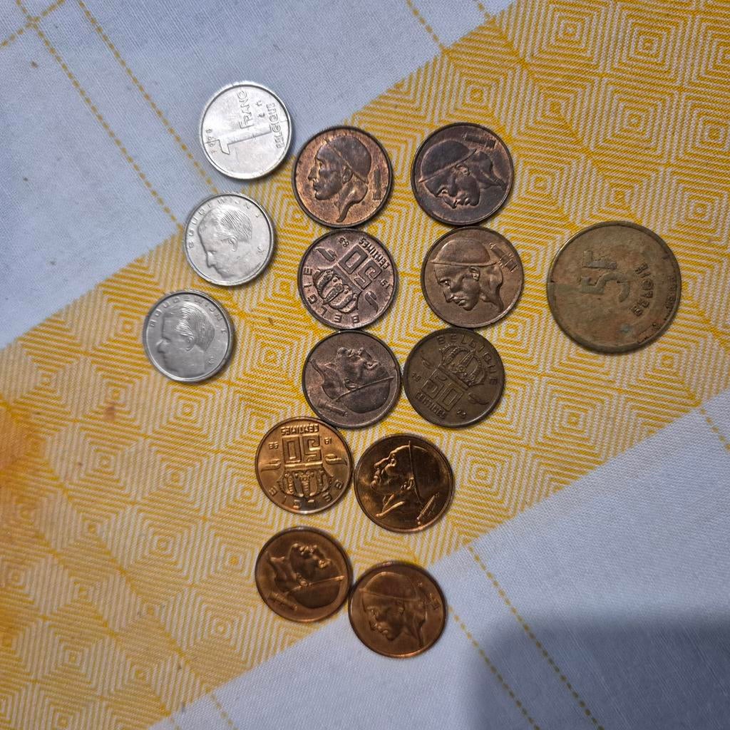 Pièce 1 franc pièces de 50 centimes pièce de 5 francs Belge, Enlèvement, 50 centimes