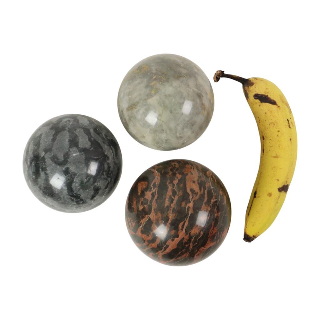 Set van 3 Grote Gepolijste Bollen Marmeren Ballen Natuurstee, Collections, Minéraux & Fossiles, Minéral, Enlèvement ou Envoi