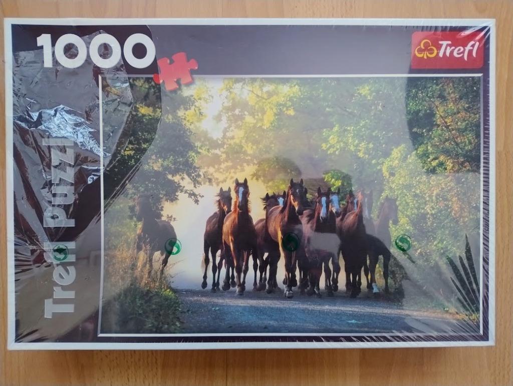 legpuzzel paarden 1000 stukjes Trefl (verpakking), Enlèvement ou Envoi, 500 à 1500 pièces, Neuf, Puzzle