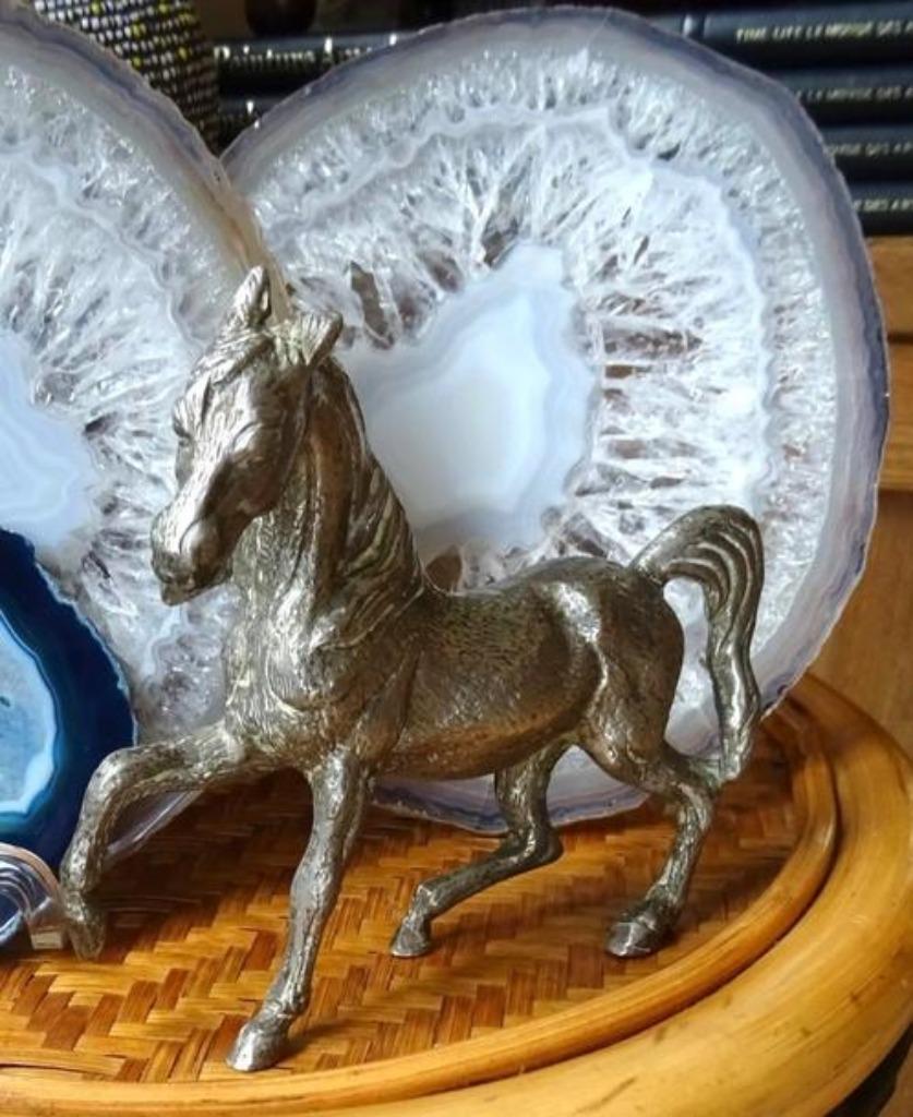 Prachtig paard, verzilverd brons. Oud object, mooie patina, Antiek en Kunst, Ophalen of Verzenden, Brons