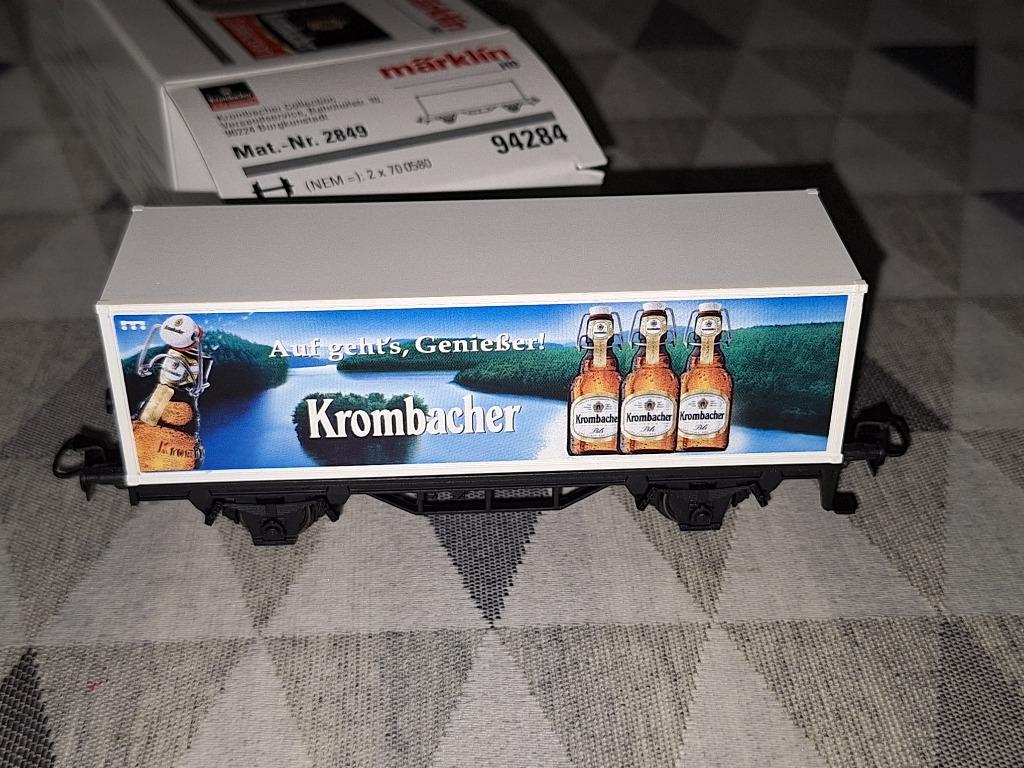 Märklin HO 94284 containerwagon van de DB "Krombacher", Ophalen of Verzenden, Zo goed als nieuw, Wagon, Märklin