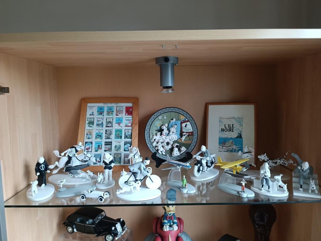 Lot de 9 statuettes Tintin noir et blanc., Collections, Enlèvement