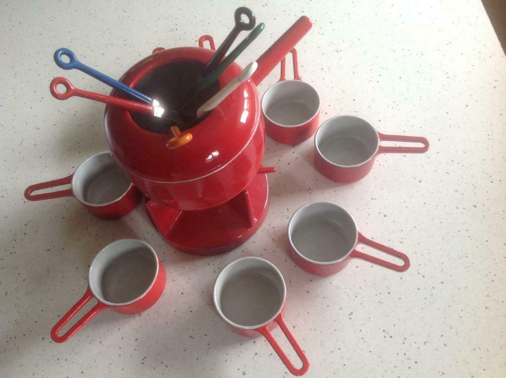 Fondueset gietijzer, Huis en Inrichting, Keuken | Potten en Pannen, Ophalen, Zo goed als nieuw, Gietijzer, Overige typen