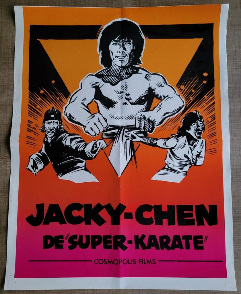 Oude filmposter: Jacky-Chen, De super-karate (1976), Ophalen of Verzenden, Gebruikt, Film, Poster