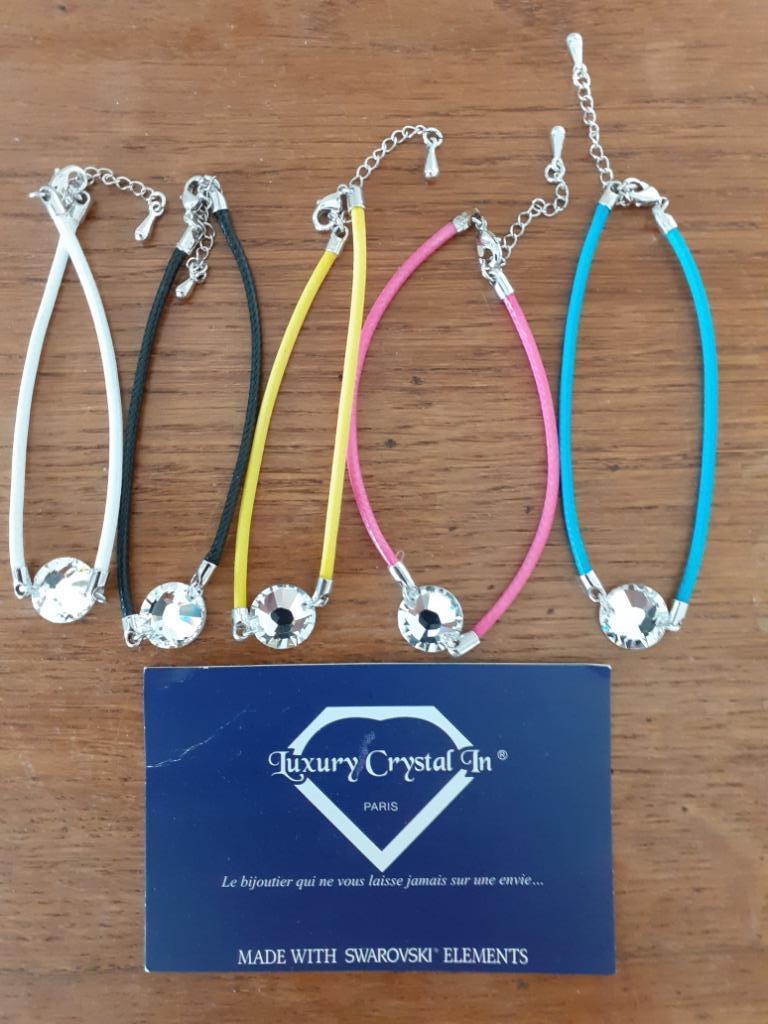 Armbandjes met Swarovski kristal 5 kleuren, Handtassen en Accessoires, Armbanden, Overige materialen, Overige kleuren, Nieuw, Ophalen