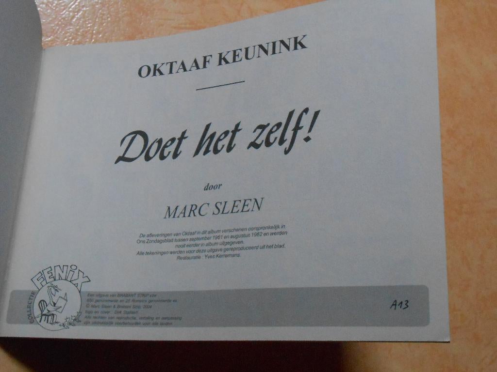 Collectie fenix 20 Oktaaf Keunink doet het zelf! 2004 A13, Marc Sleen, Eén stripboek, Nieuw, Ophalen of Verzenden