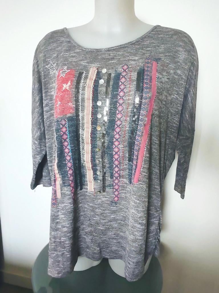 M&s Mode Top a paillettes manches 3/4 taille 42, Enlèvement ou Envoi, Comme neuf
