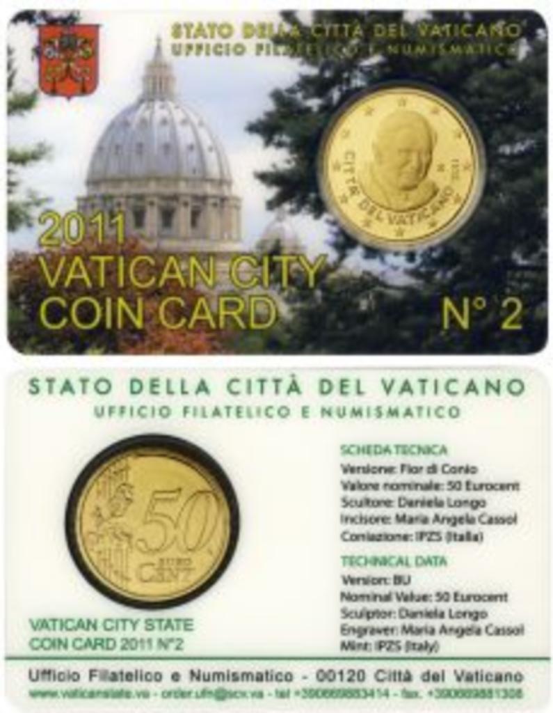 coincard 50 eurocent Vaticaanstad 2011 Nr. 2, Postzegels en Munten, Ophalen of Verzenden, Vaticaanstad
