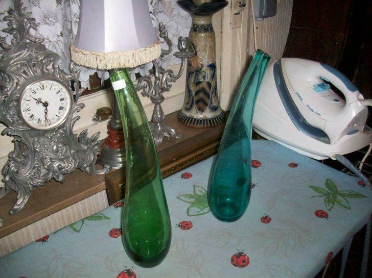 paire de vase soliflore courbée en verre coloré, Enlèvement ou Envoi, Utilisé