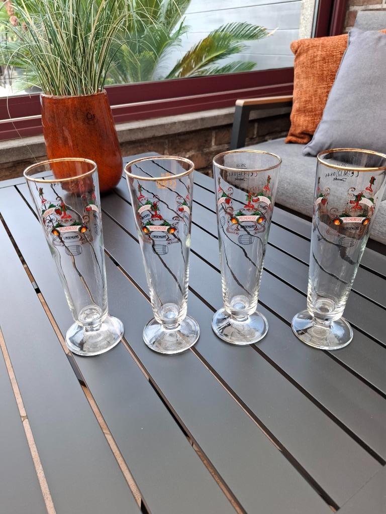 4 Lindemansglazen , Pecheresse, Verzamelen, Ophalen, Zo goed als nieuw, Glas of Glazen, Overige merken