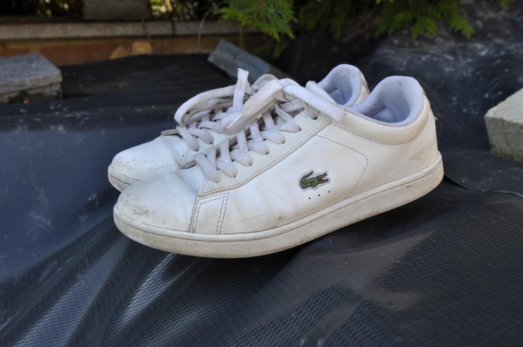 Lacoste baskets Carnaby evo blanches t.38, Enlèvement ou Envoi, Utilisé, Chaussures