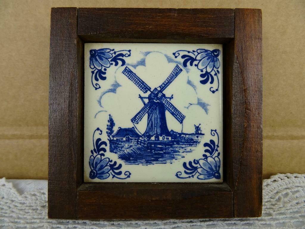 Ancien carrelage bleu de Delft avec moulins bibelots art bib, Enlèvement ou Envoi