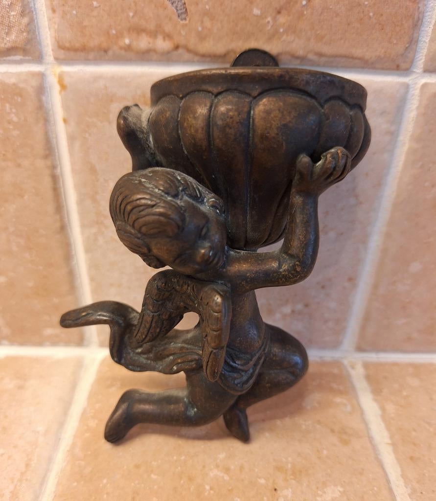 Messing wijwatervaatje engel, Antiek en Kunst, Antiek | Religieuze voorwerpen, Ophalen of Verzenden