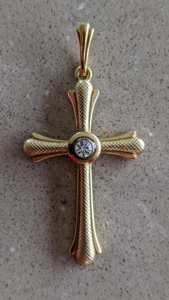 Kruisje verguld, plaqué or, Ophalen of Verzenden, Nieuw, Sieraad, Christendom | Katholiek