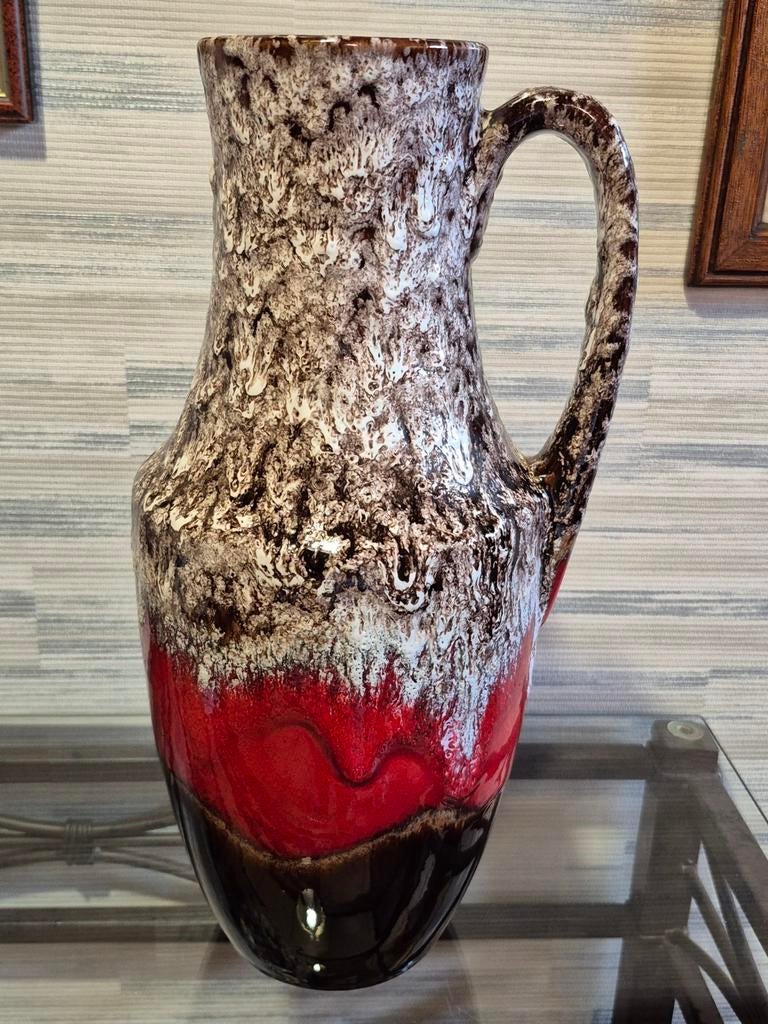 Vintage Fat lava vaas in prachtige kleuren H 35cm, Enlèvement