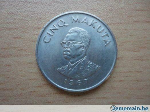 5 makuta Congo Mobutu 1967 in perfecte staat, Postzegels en Munten, Ophalen of Verzenden