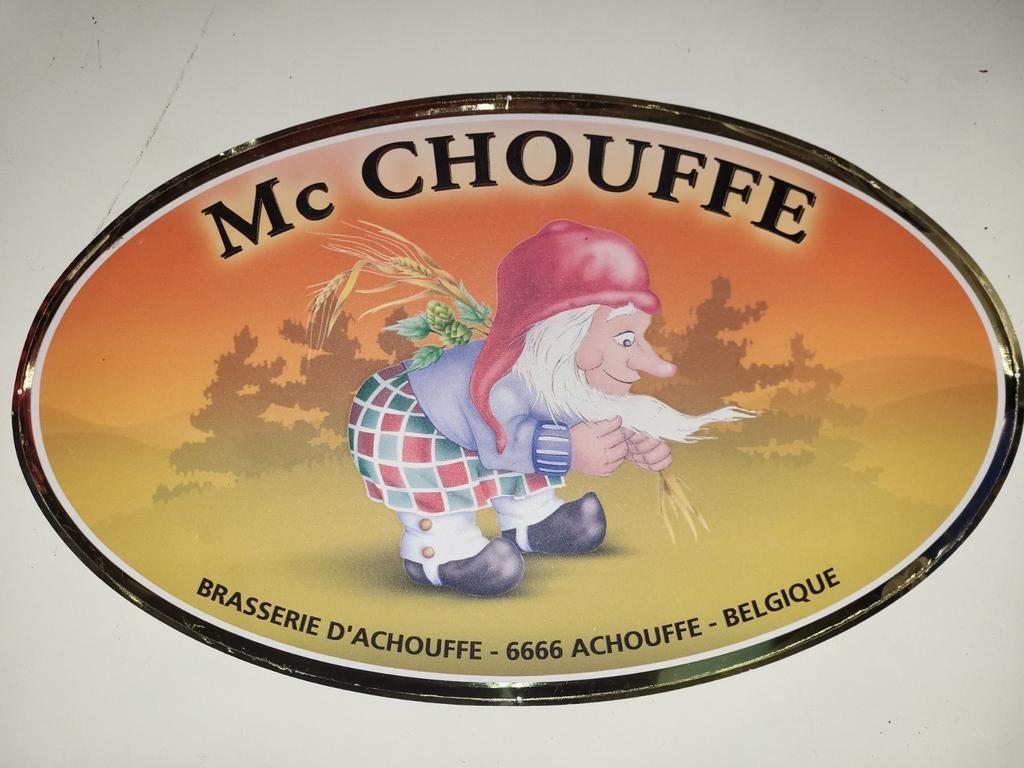 Metalen reclamebord bier Mc Chouffe - zeldzaam - uitstekende, Ophalen of Verzenden, Reclamebord