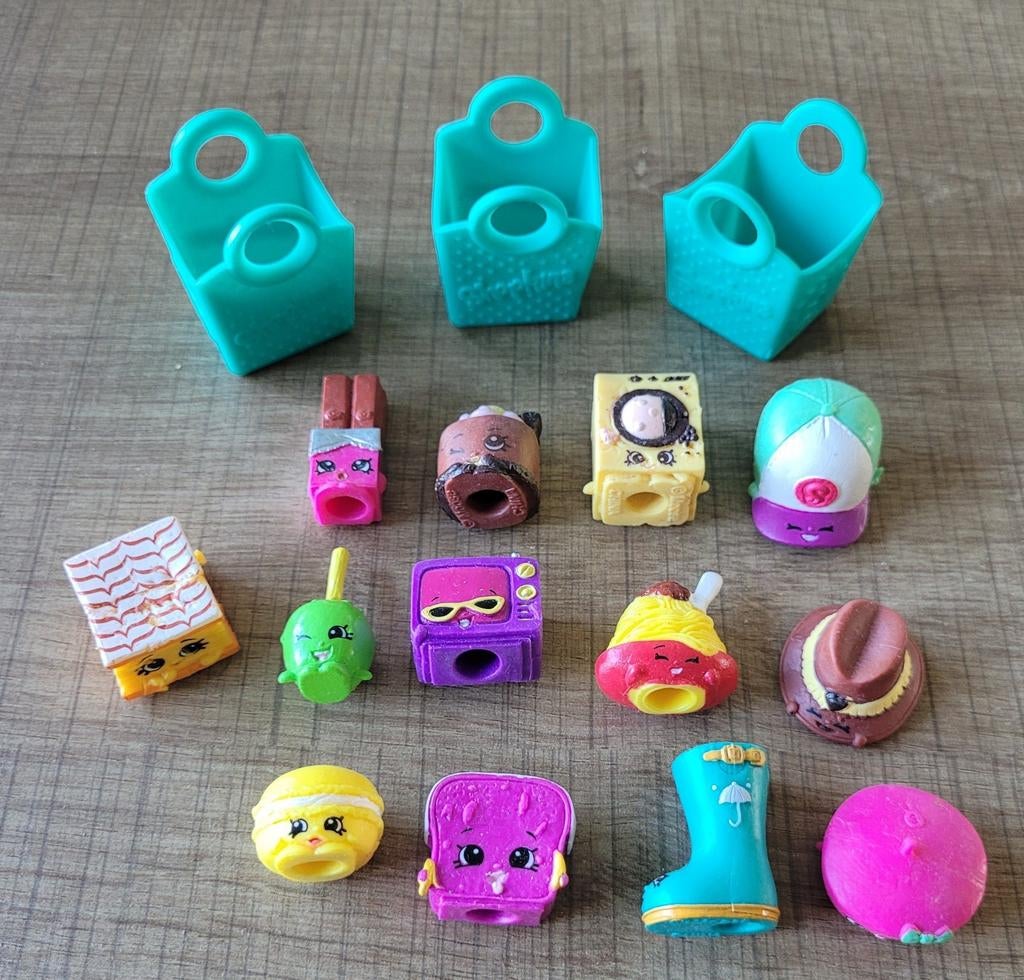 13 verschillende figuurtjes + mandjes: Shopkins, Ophalen of Verzenden, Zo goed als nieuw