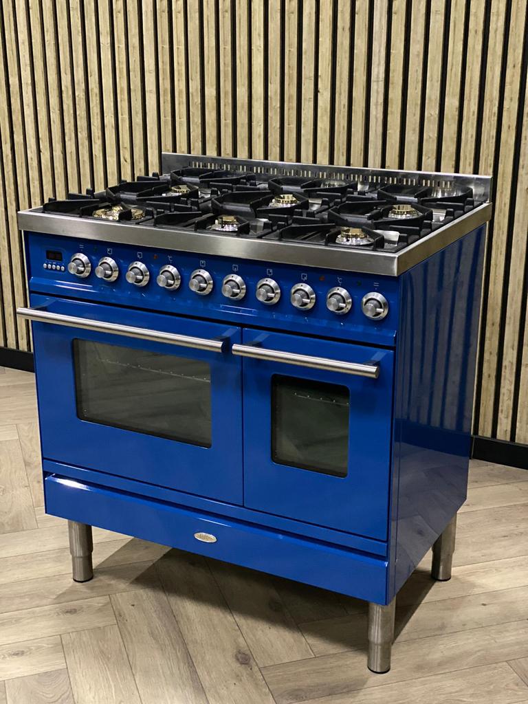 Magnifique Boretti Baby Blue Gaz 100cm + 2 Fours UNIQUE, Electroménager, Gaz, Comme neuf, 90 à 95 cm, 5 zones de cuisson ou plus
