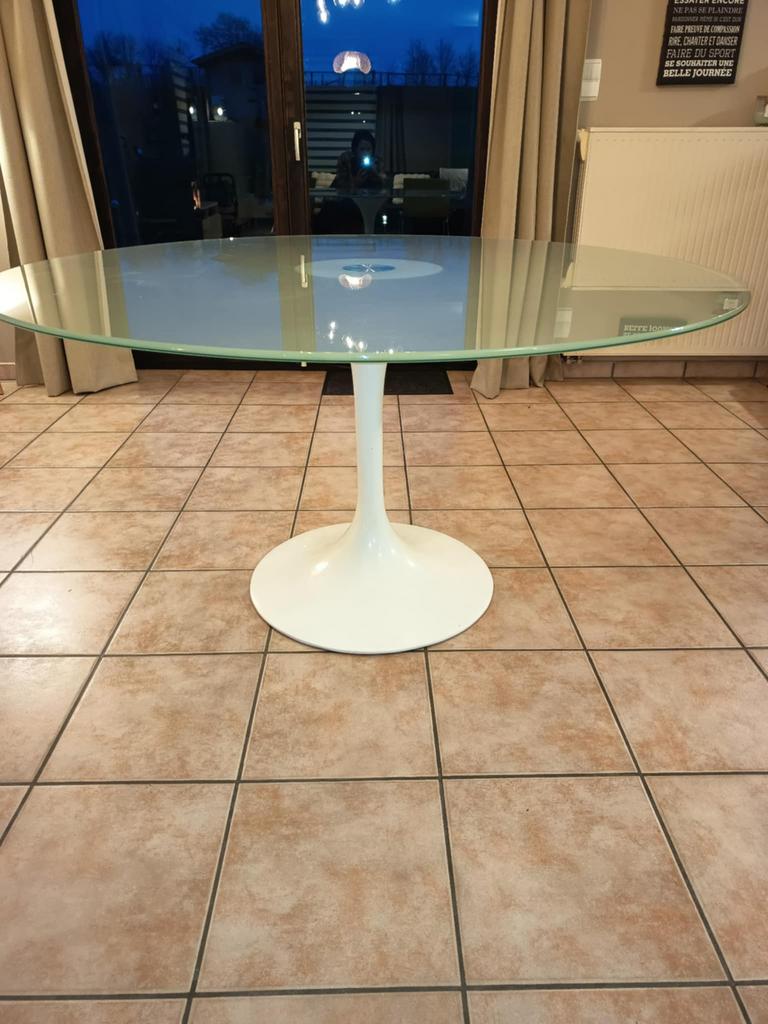 Table ronde Alter Ego 140cm, Huis en Inrichting, Tafels | Eettafels, Gebruikt, Vijf personen of meer, Rond, Glas, Ophalen