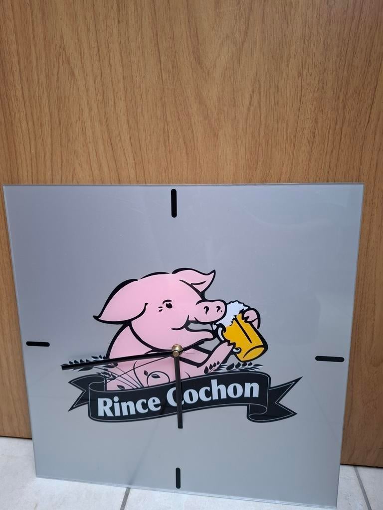 Zeldzaam reclamebord met Rince Cochon klok, Ophalen of Verzenden, Nieuw, Reclamebord, Plaat of Schild, Overige merken