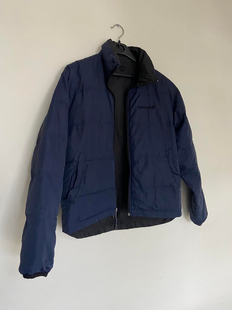 Timberland jas S dons omkeerbaar zwart/blauw, Kleding | Heren, Jassen | Winter, Ophalen of Verzenden, Zo goed als nieuw, Zwart