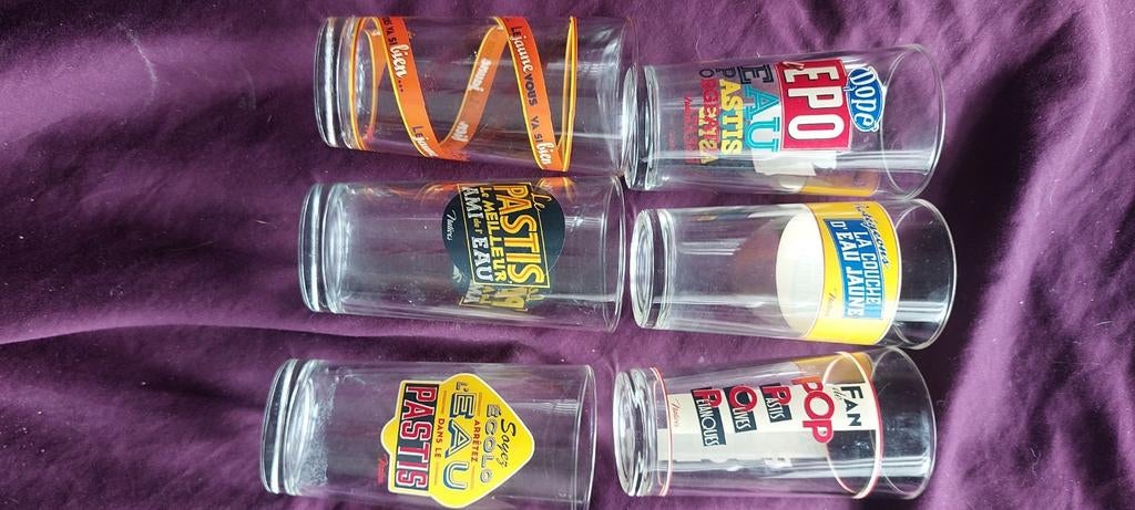 6 pastis-glazen, Verzamelen, Glas en Drinkglazen, Ophalen of Verzenden, Zo goed als nieuw