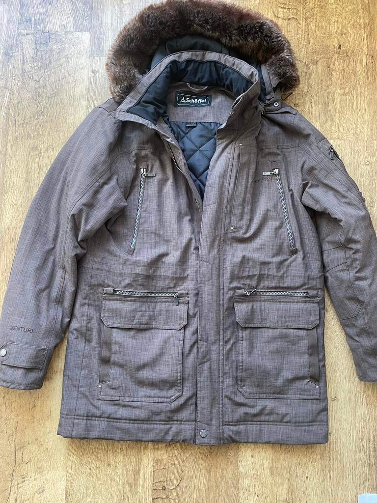 Schöffel Down Kiev winterparka. Nieuwprijs 475 eur, Maat 52/54 (L), Bruin, Ophalen of Verzenden, Zo goed als nieuw