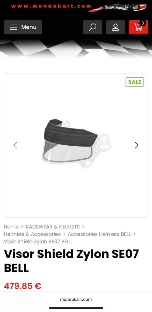 Zylon (carbon) vizier spoiler - Bell visor panel, Sport en Fitness, Karting, Ophalen, Nieuw