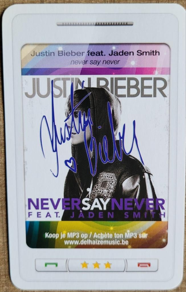 Fotokaart: Justin Bieber, Enlèvement ou Envoi, Comme neuf, Photo ou Carte