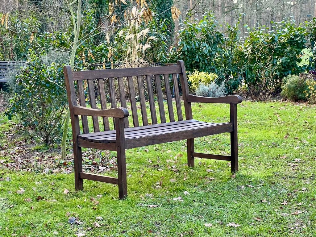 Teakhouten tuinbank in warme bruine tint, Tuin en Terras, Ophalen, Zo goed als nieuw, Teakhout