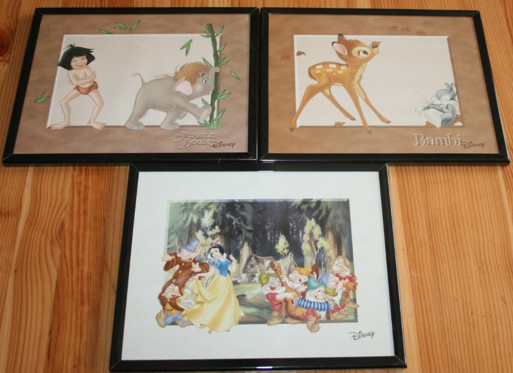 3 cadres Disney prix pour les 3, Collections, Enlèvement, Autres personnages, Utilisé, Image ou Affiche