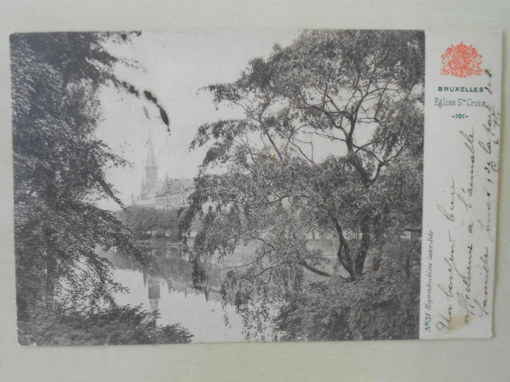 L'Église Sainte-Croix, l'actuelle place Flagey et les étangs, Enlèvement ou Envoi, Avant 1920, Affranchie, Bruxelles (Capitale)