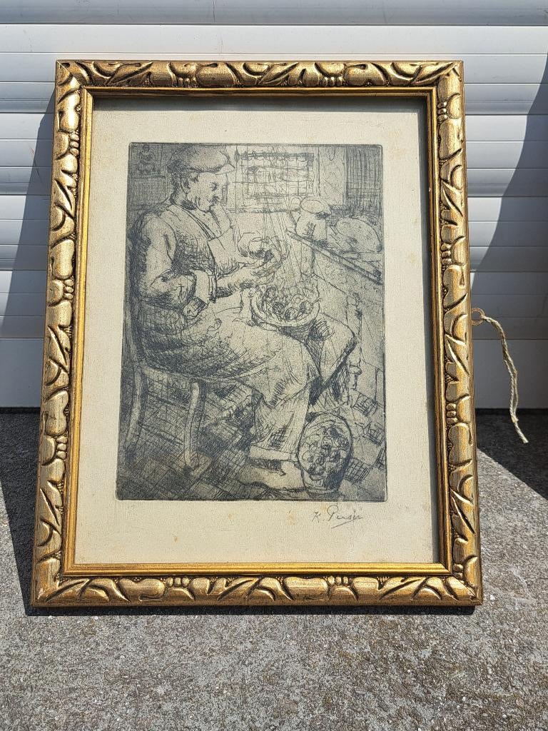 gravure signe kurt peiser, Antiek en Kunst, Ophalen of Verzenden
